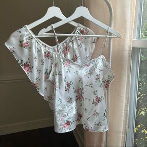 vintage gold label victoria's secret floral satin silk cami and short set 💐